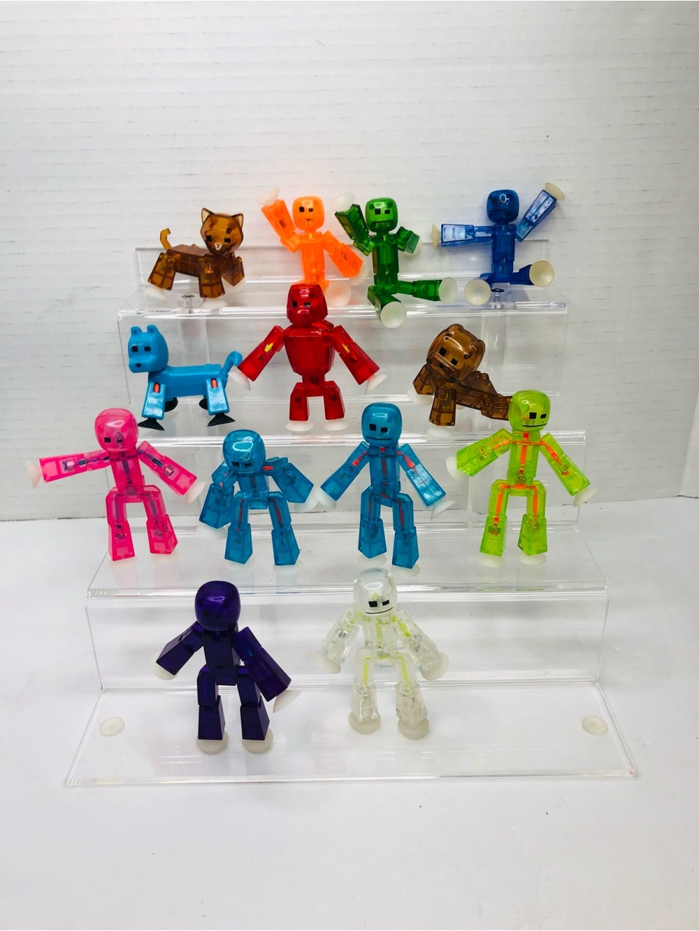 StikBot Translucent Posable Suction Cup Figures Lot 13 Stop Motion Toy Pink Red